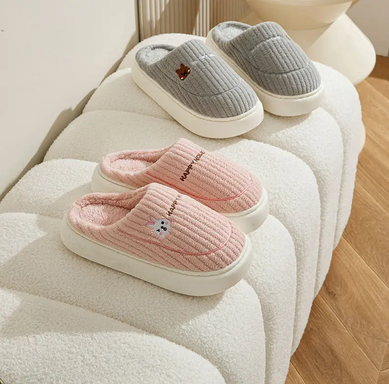 Couple Cotton Slippers Women's Autumn and Winter New Home Indoor Non-Slip Soft-Sole Mao Cotton Shoes Men's One-Piece Hair — feature 10