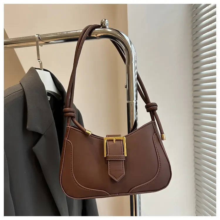 Brown Vintage Belt Shoulder Bag for Women - Image 4