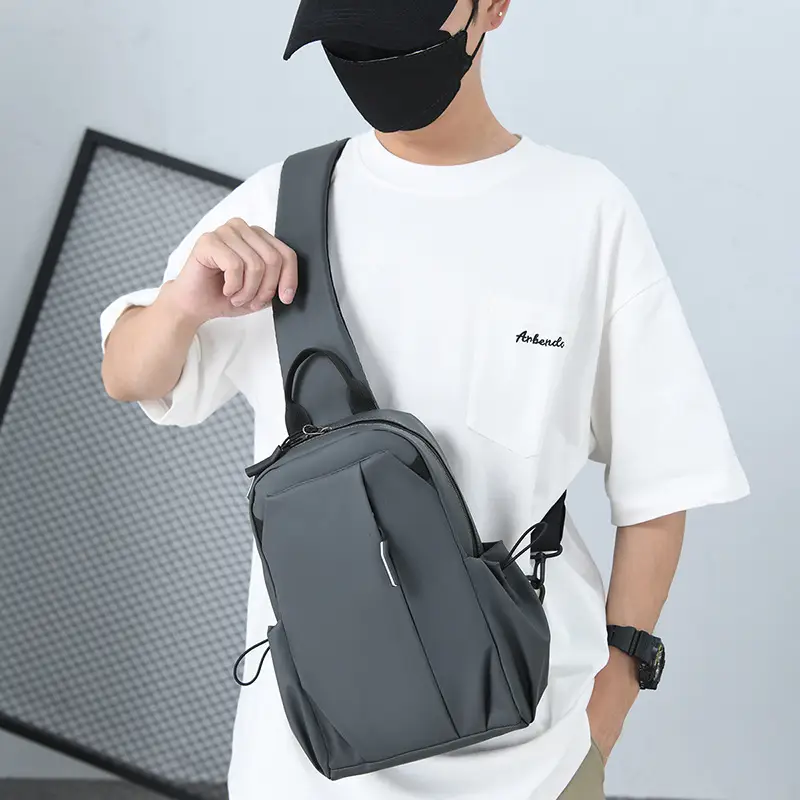 Men's Grey Crossbody Bag Large Capacity Lightweight - Image 3