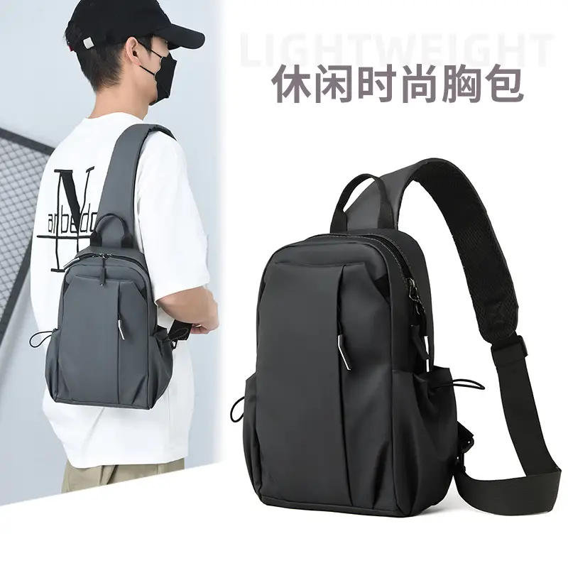 Men's Grey Crossbody Bag Large Capacity Lightweight - Image 4