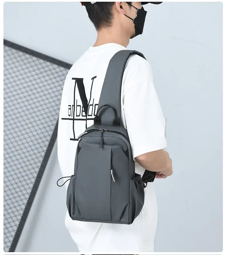 Men's Grey Crossbody Bag Large Capacity Lightweight β feature 24