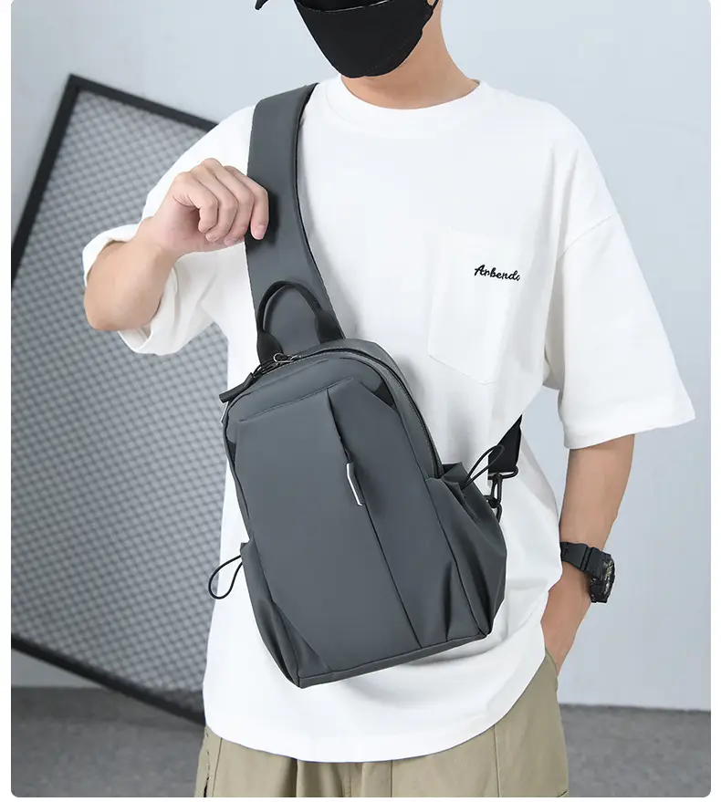 Men's Grey Crossbody Bag Large Capacity Lightweight β feature 25