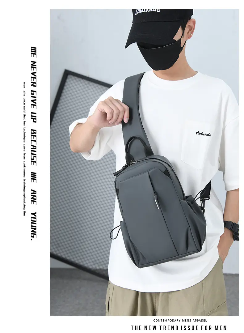 Men's Grey Crossbody Bag Large Capacity Lightweight β feature 6
