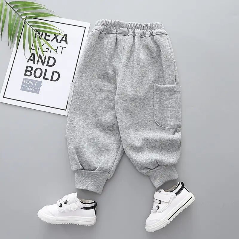 Gray Fleece Lined Pants for Boys Girls 2024