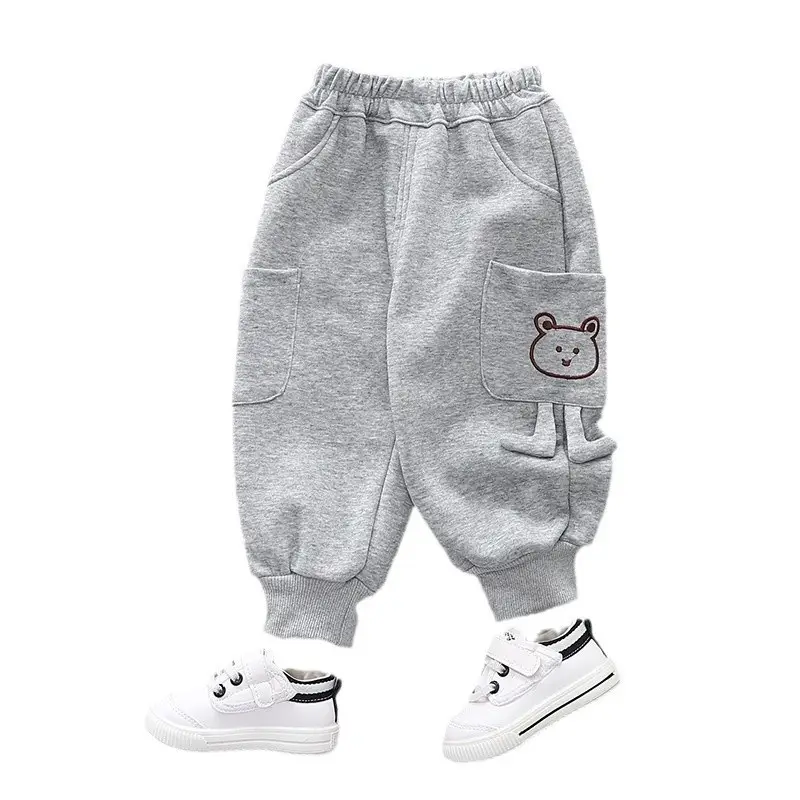 Gray Fleece Lined Pants for Boys Girls 2024