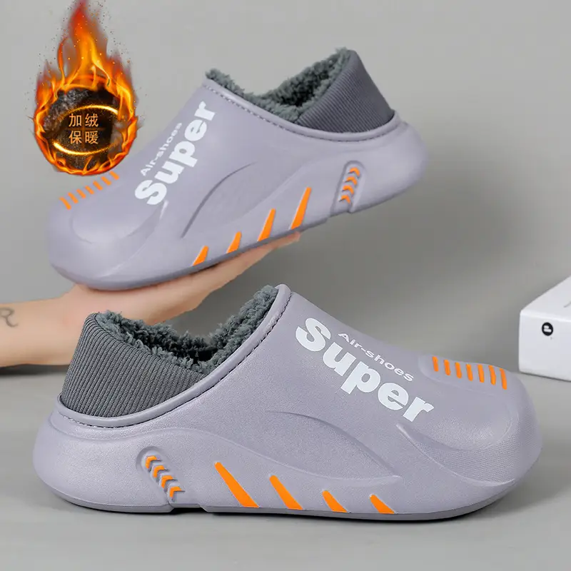 Winter cotton slippers men's bag with home waterproof fleece-lined bread cotton shoes boys wear office warm snow boots - Image 5