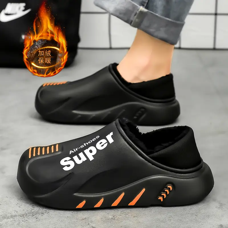 Winter cotton slippers men's bag with home waterproof fleece-lined bread cotton shoes boys wear office warm snow boots - Image 6