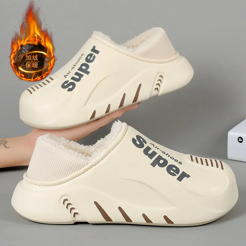 Winter cotton slippers men's bag with home waterproof fleece-lined bread cotton shoes boys wear office warm snow boots - Image 7