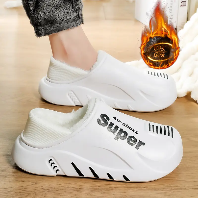 Winter cotton slippers men's bag with home waterproof fleece-lined bread cotton shoes boys wear office warm snow boots - Image 8