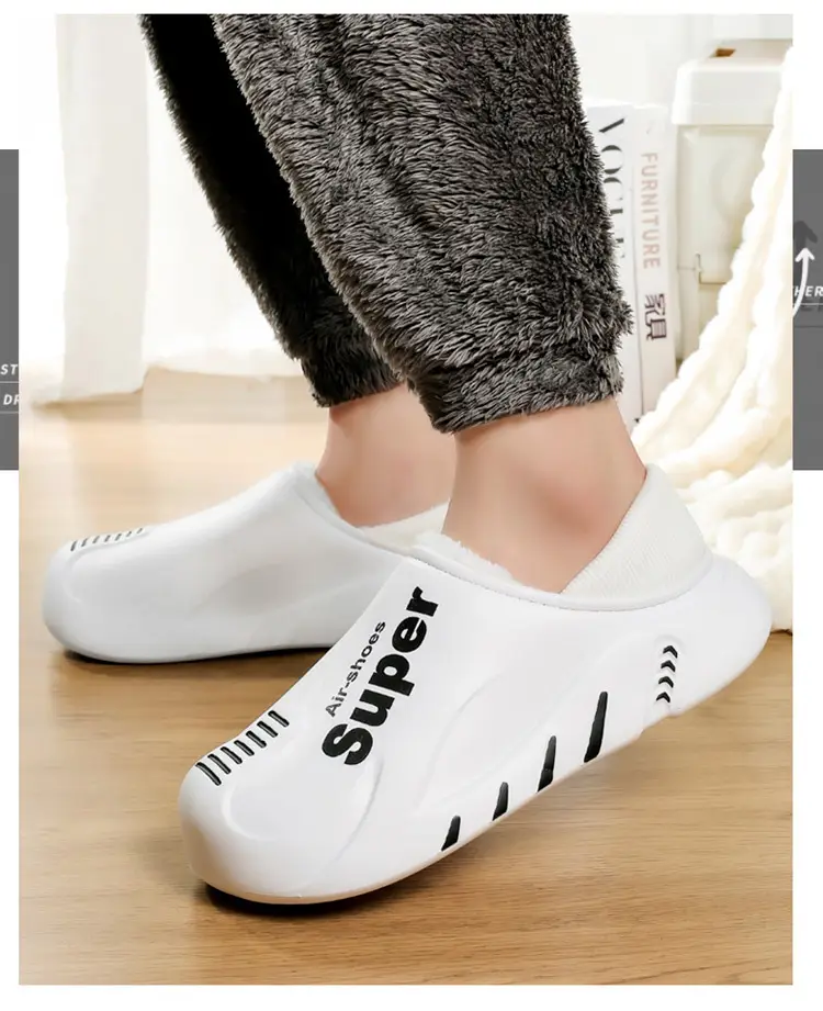 Winter cotton slippers men's bag with home waterproof fleece-lined bread cotton shoes boys wear office warm snow boots — feature 14