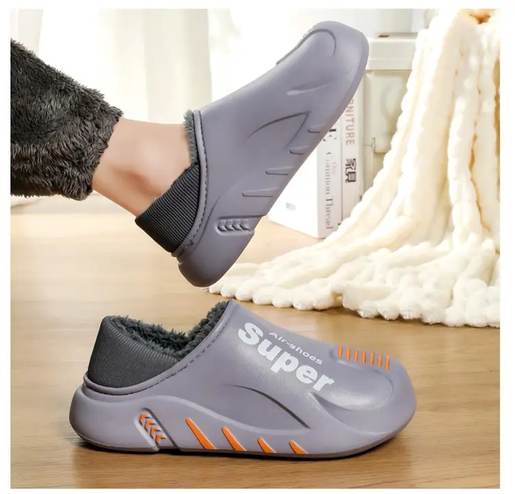 Winter cotton slippers men's bag with home waterproof fleece-lined bread cotton shoes boys wear office warm snow boots — feature 18