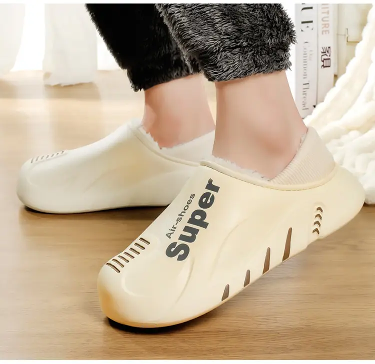 Winter cotton slippers men's bag with home waterproof fleece-lined bread cotton shoes boys wear office warm snow boots — feature 20