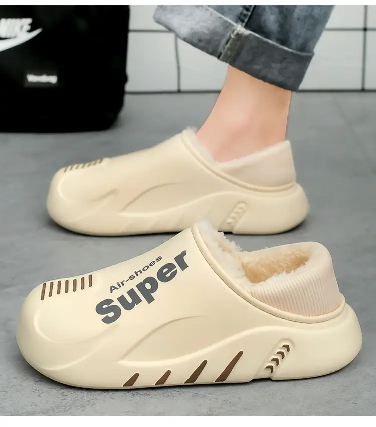 Winter cotton slippers men's bag with home waterproof fleece-lined bread cotton shoes boys wear office warm snow boots — feature 21