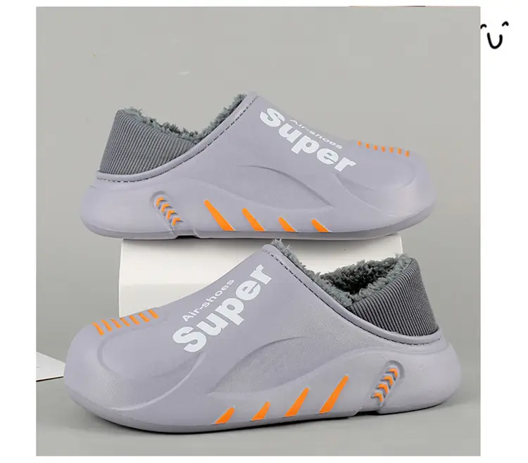Winter cotton slippers men's bag with home waterproof fleece-lined bread cotton shoes boys wear office warm snow boots — feature 9