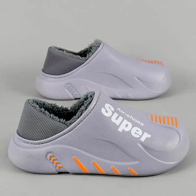 Winter cotton slippers men's bag with home waterproof fleece-lined bread cotton shoes boys wear office warm snow boots - Image 3