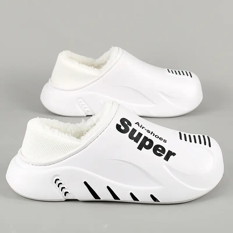 Winter cotton slippers men's bag with home waterproof fleece-lined bread cotton shoes boys wear office warm snow boots - Image 4