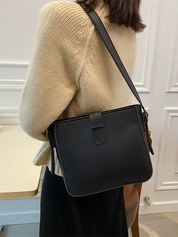 Women's Vintage Brown Bucket Bag Shoulder Crossbody - Image 7