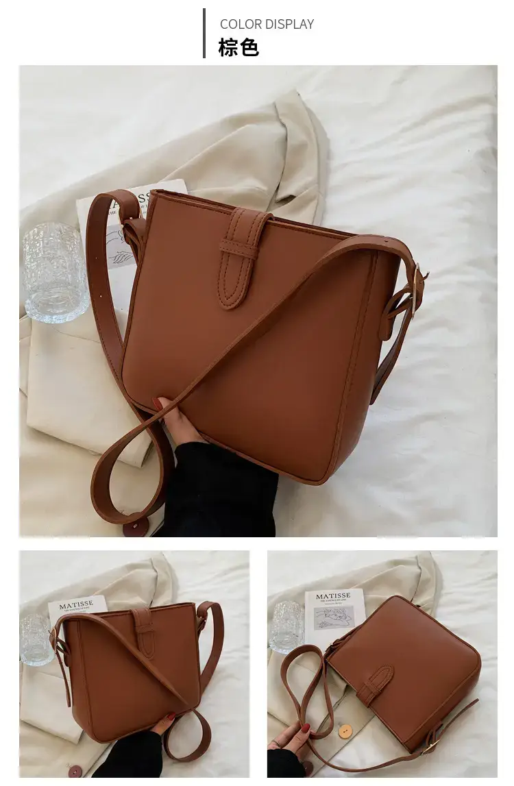 Women's Vintage Brown Bucket Bag Shoulder Crossbody — feature 11