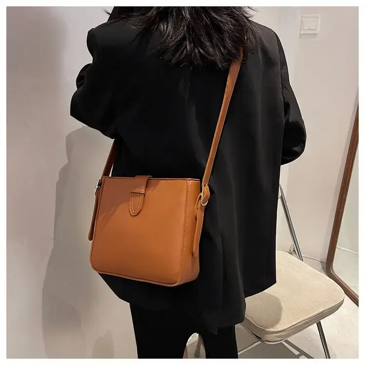 Women's Vintage Brown Bucket Bag Shoulder Crossbody — feature 14