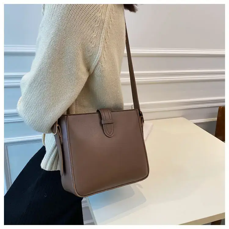Women's Vintage Brown Bucket Bag Shoulder Crossbody — feature 30