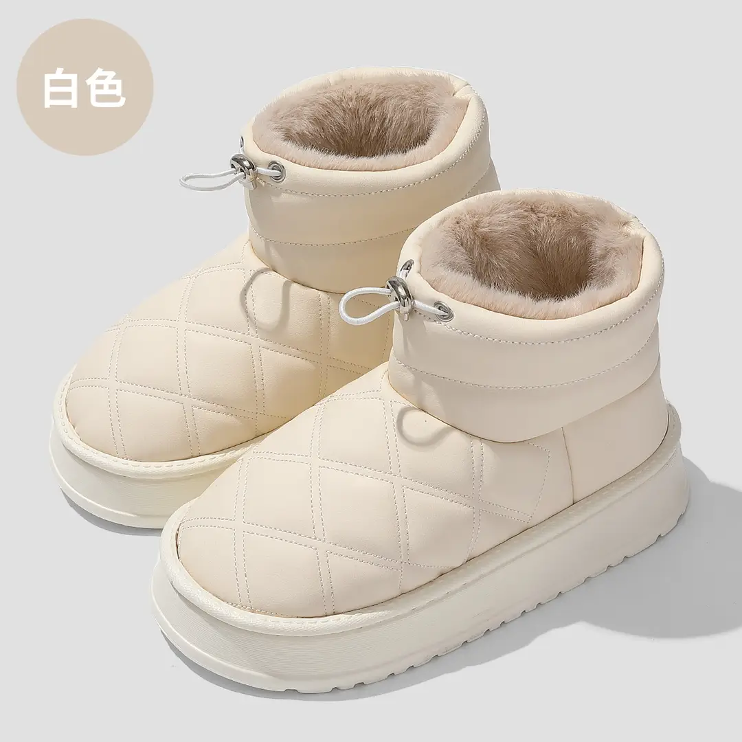 High-Top Cotton Slippers for Winter Home Use, Plush Cotton Slippers for Women, Couple's Warm Non-Slip Home Snow Boots Wholesale - Image 2
