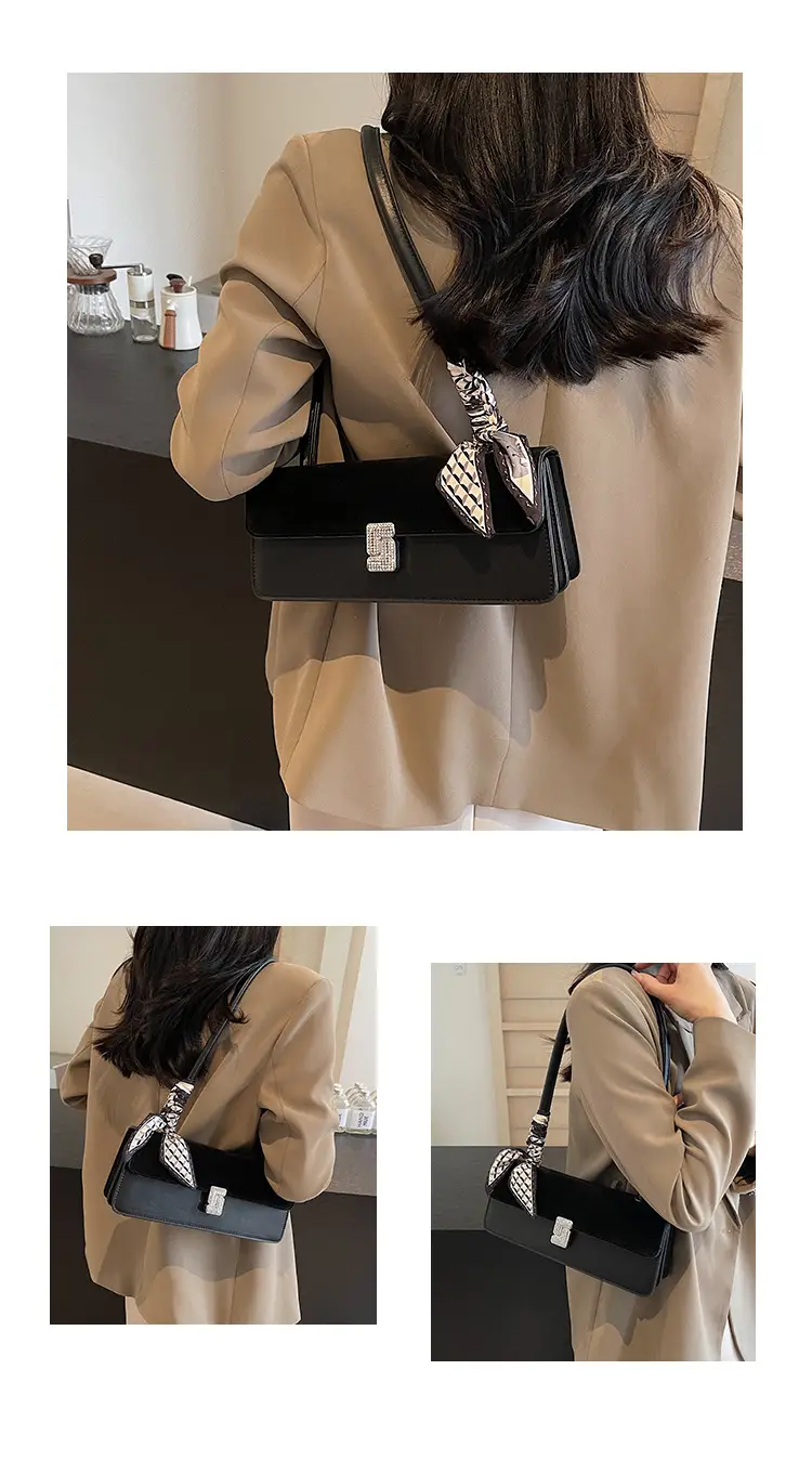Women's Brown Suede Crossbody Bag with Gold Clasp — feature 11