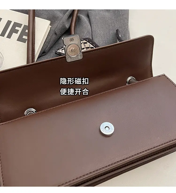 Women's Brown Suede Crossbody Bag with Gold Clasp — feature 5