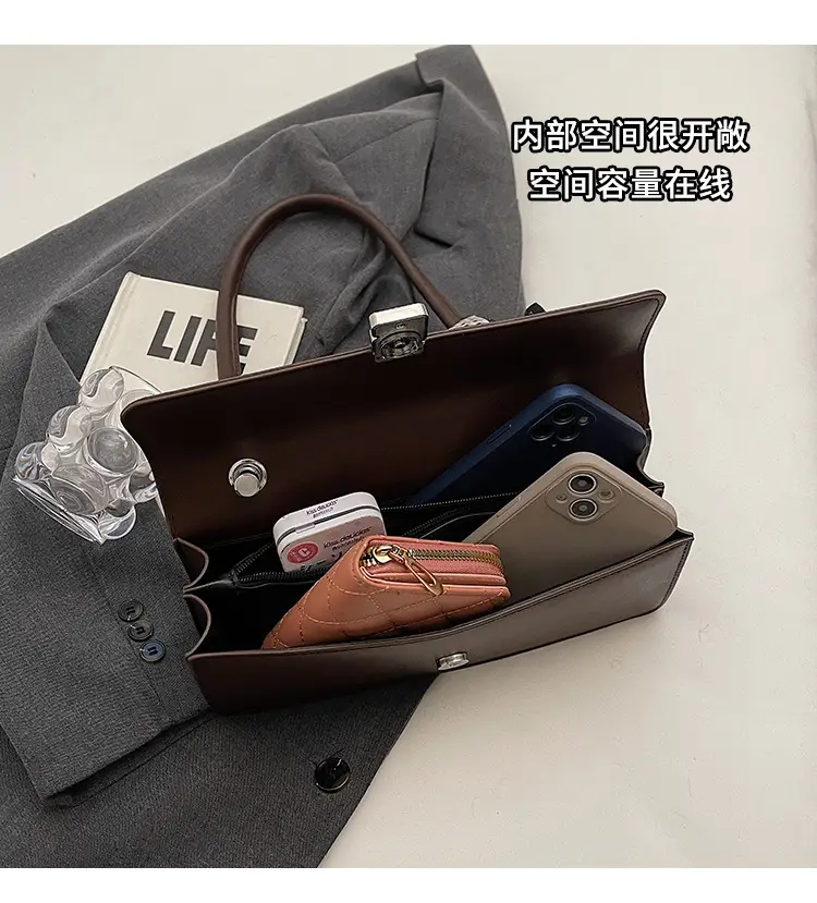 Women's Brown Suede Crossbody Bag with Gold Clasp — feature 6