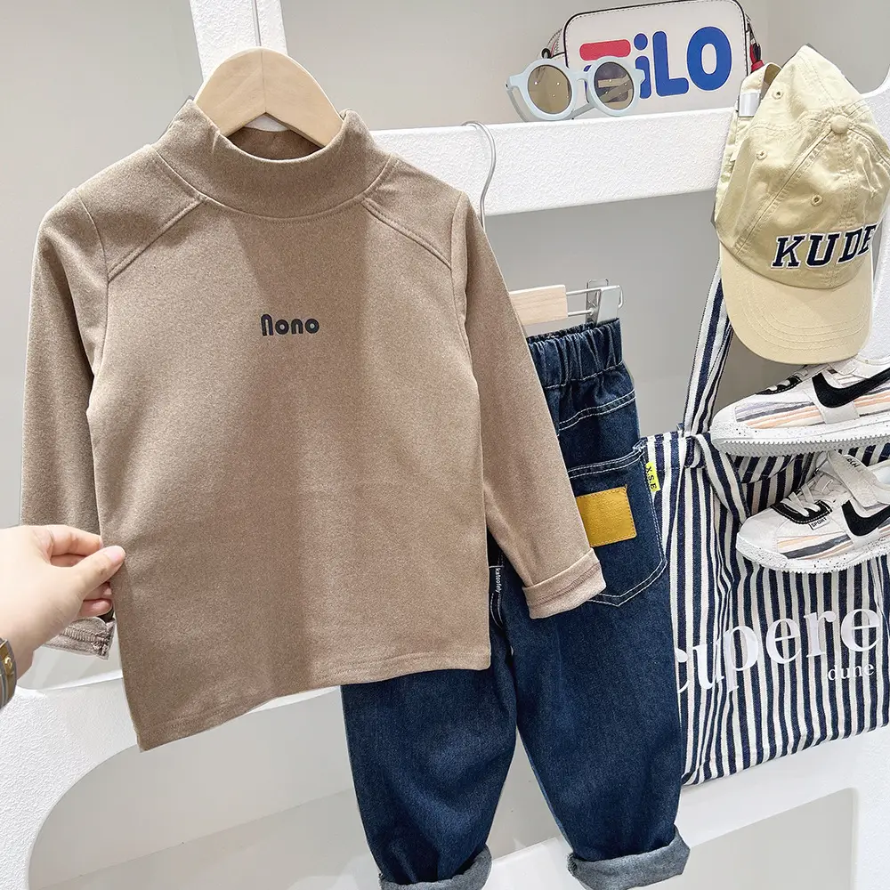 Boys' Black Cotton Sweatshirt Large Winter Base Top - Image 7