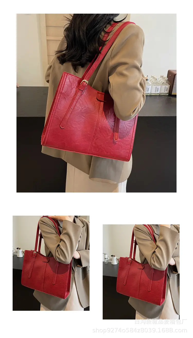 Stylish Brown Leather Shoulder Bag Large Capacity — feature 10