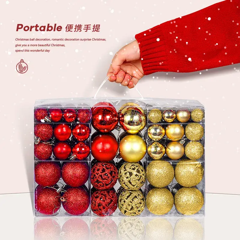Pink 3/6cm Electroplated Christmas Balls Gift Box