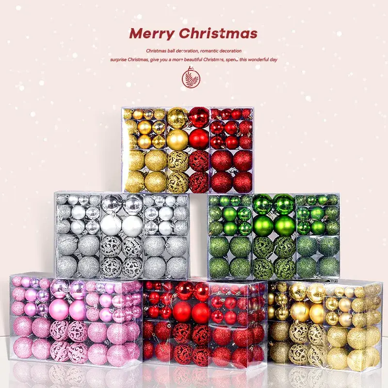 Pink 3/6cm Electroplated Christmas Balls Gift Box