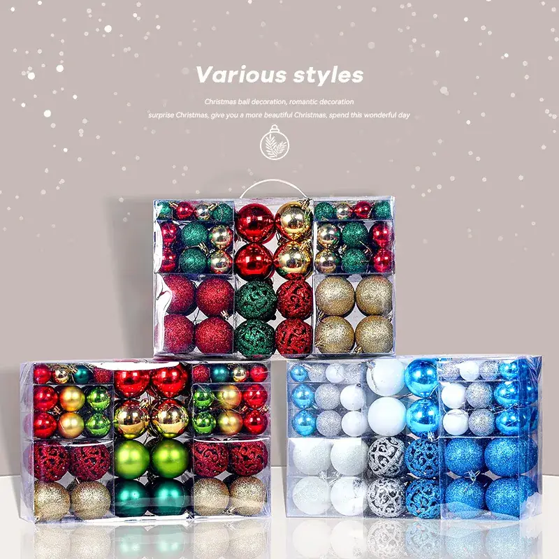 Pink 3/6cm Electroplated Christmas Balls Gift Box