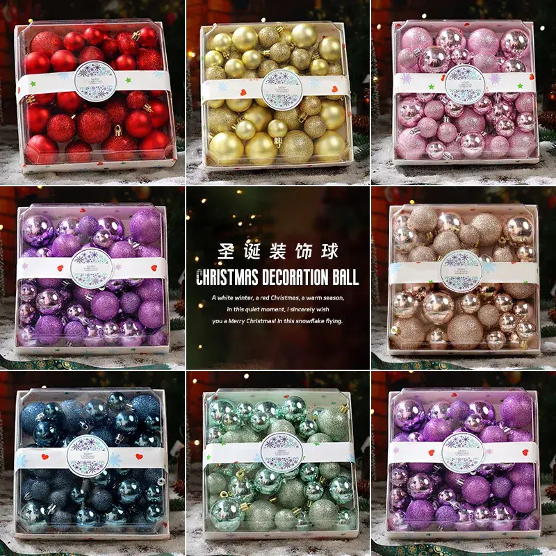 Pink Glitter Christmas Ball Decor 6CM Plastic