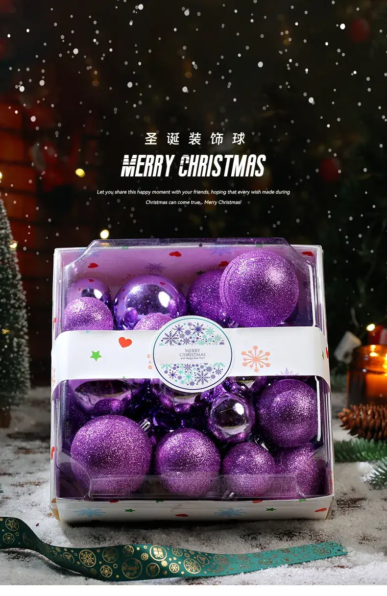 Pink Glitter Christmas Ball Decor 6CM Plastic — feature 2