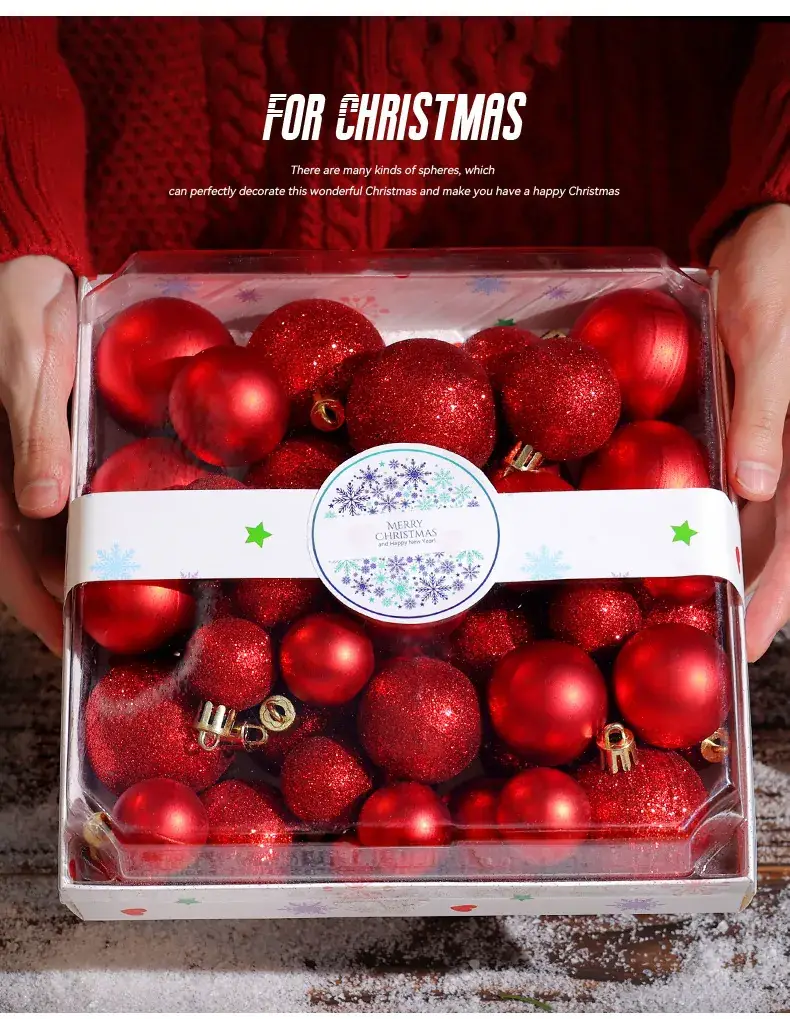 Pink Glitter Christmas Ball Decor 6CM Plastic — feature 4