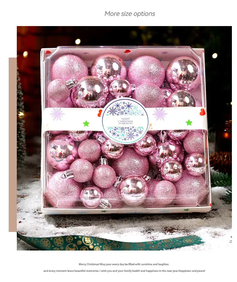 Pink Glitter Christmas Ball Decor 6CM Plastic — feature 5