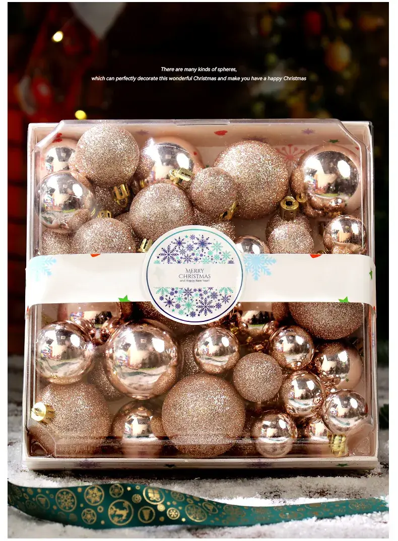 Pink Glitter Christmas Ball Decor 6CM Plastic — feature 6