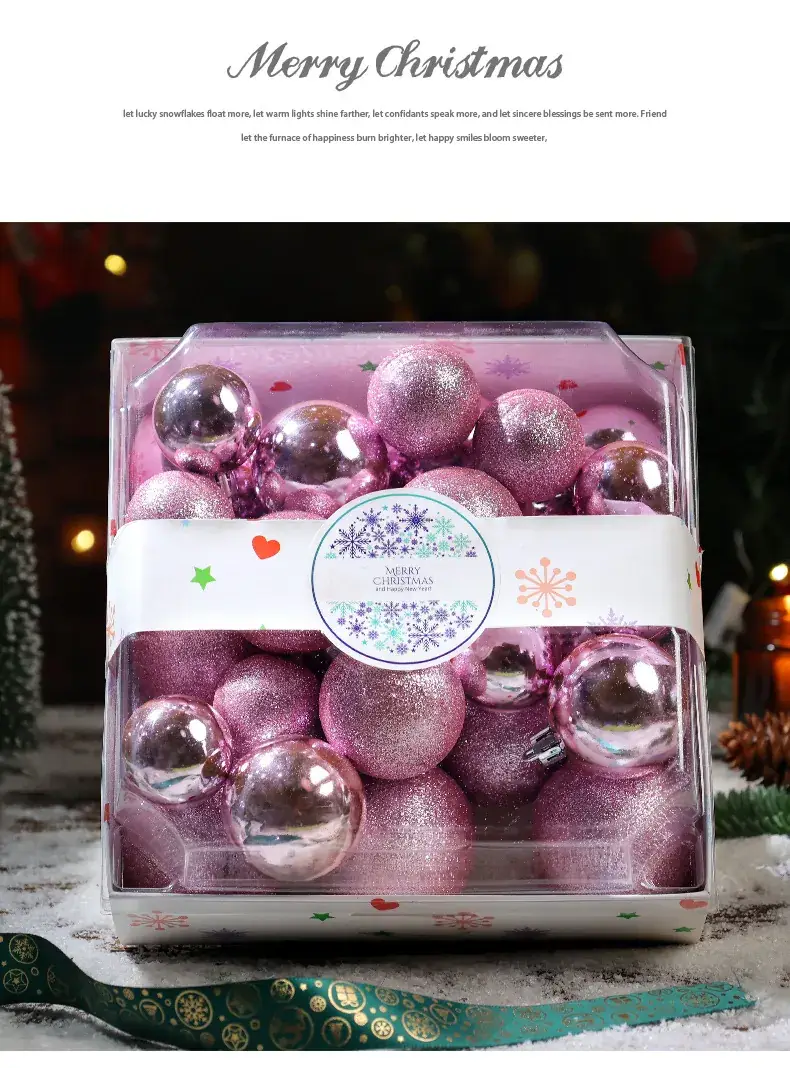 Pink Glitter Christmas Ball Decor 6CM Plastic — feature 9