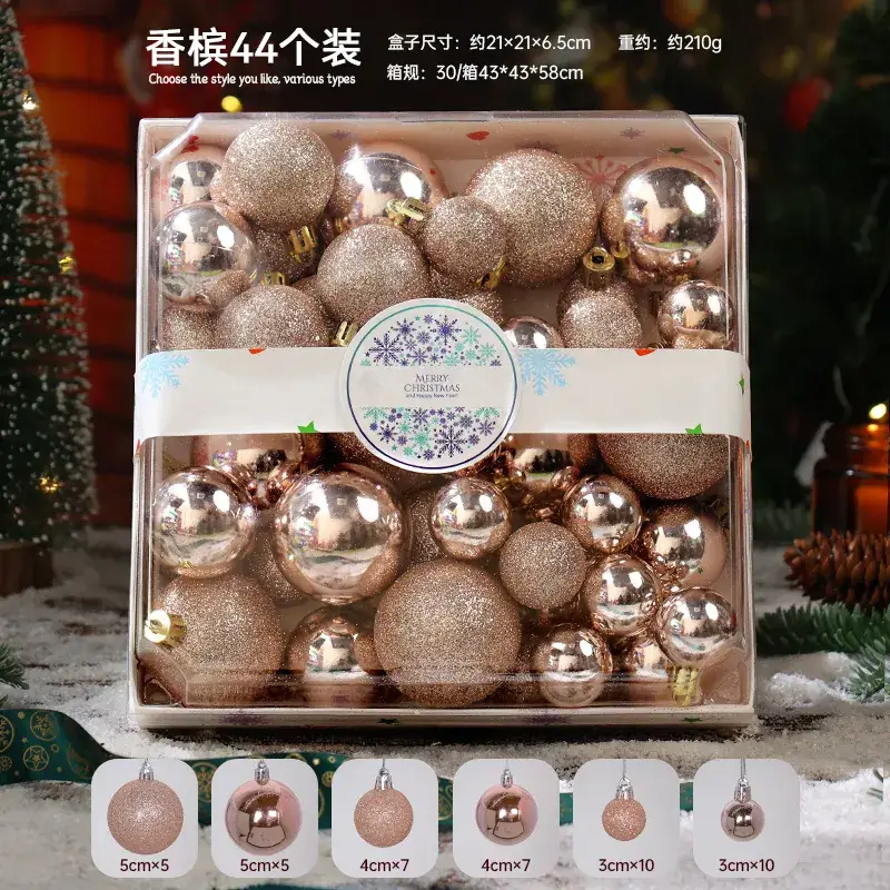 Pink Glitter Christmas Ball Decor 6CM Plastic