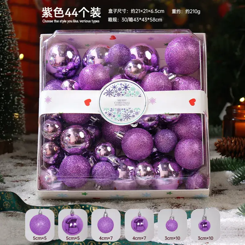 Pink Glitter Christmas Ball Decor 6CM Plastic