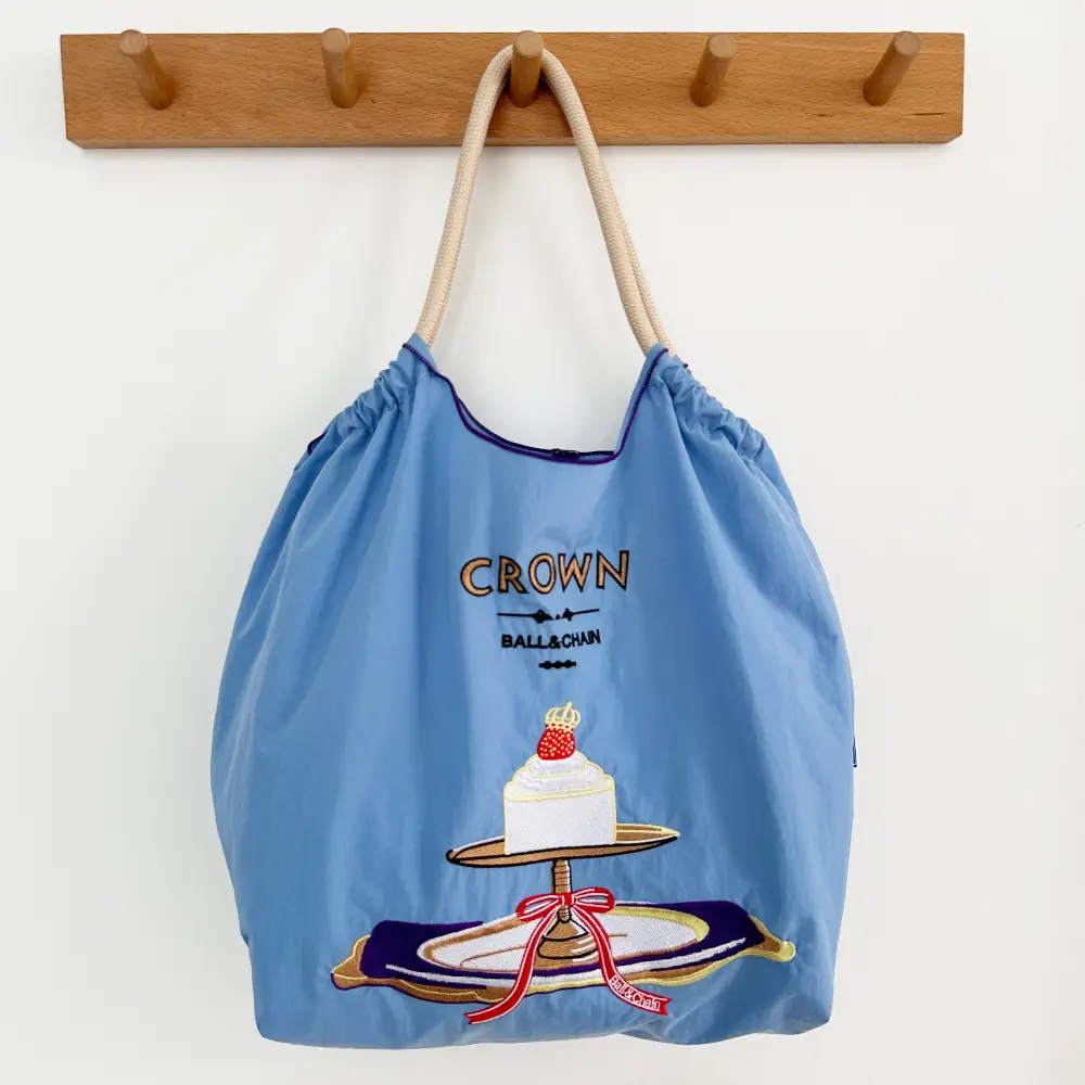 Crown Ball Raceman Embroidered Blue Handbag — feature 10