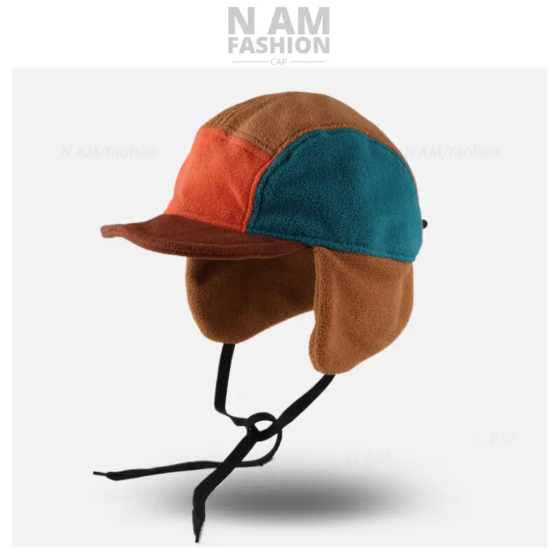 Men Windproof Fleece Cap Teal Purple Adjustable - Image 4