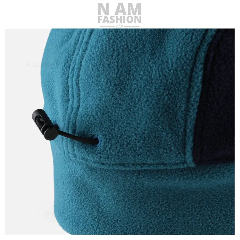 Men Windproof Fleece Cap Teal Purple Adjustable - Image 5