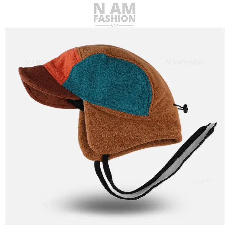 Men Windproof Fleece Cap Teal Purple Adjustable - Image 6