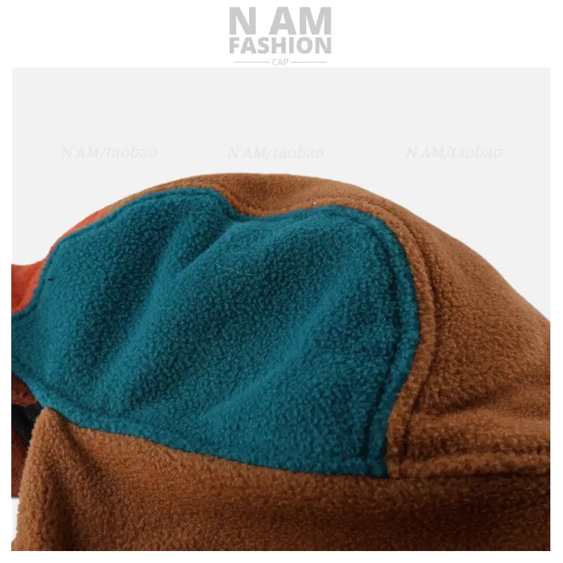 Men Windproof Fleece Cap Teal Purple Adjustable — feature 10