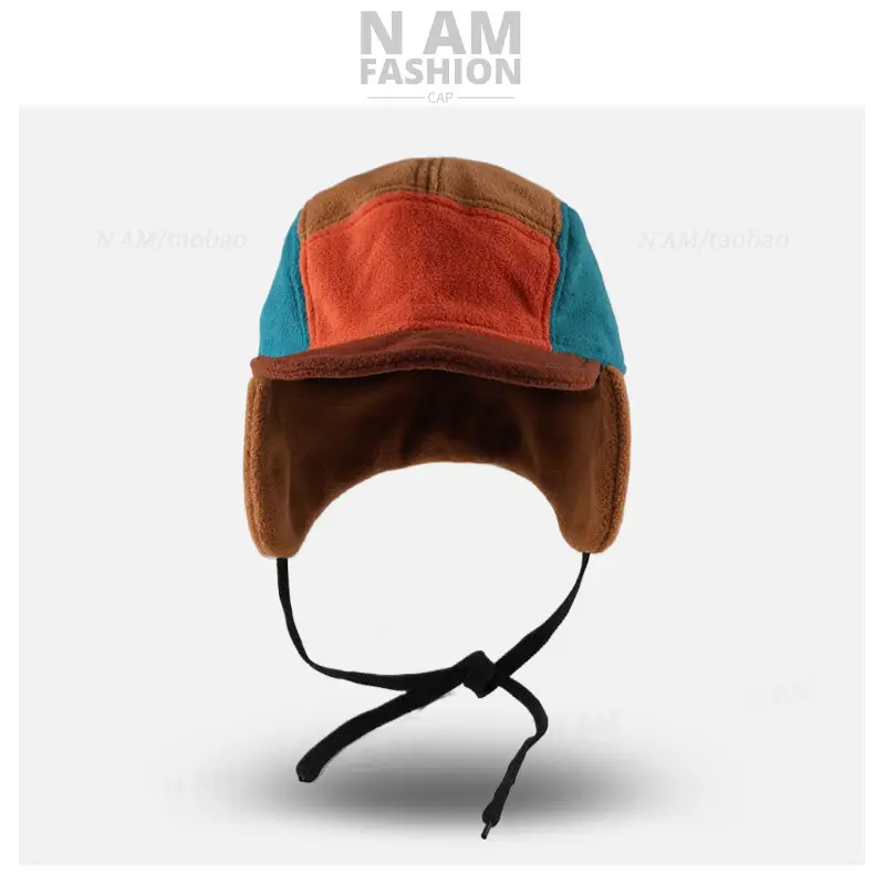 Men Windproof Fleece Cap Teal Purple Adjustable — feature 4
