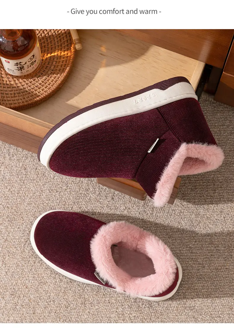 Middle-aged and elderly cotton slippers women's winter indoor and outdoor wear bag heel thick-soled non-slip fleece-lined warm cotton shoes for men — feature 13