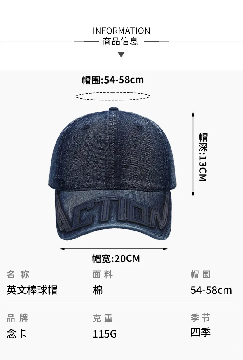 Navy Blue Wash & Distressed Baseball Cap for Men Women — feature 4