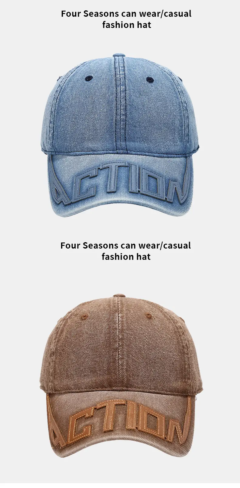 Navy Blue Wash & Distressed Baseball Cap for Men Women — feature 8